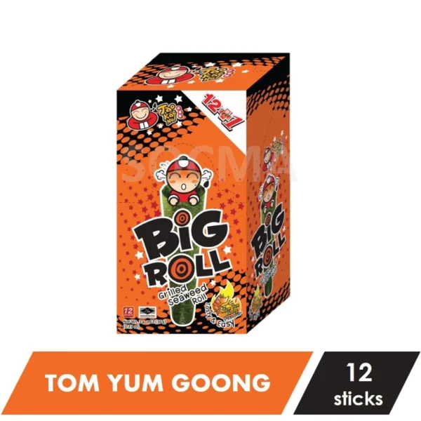 Tao Kae Noi Big roll Grilled Seaweed Thailand Snacks (1 Box - 12pcs + 1pcs X 3g) Tom Yum